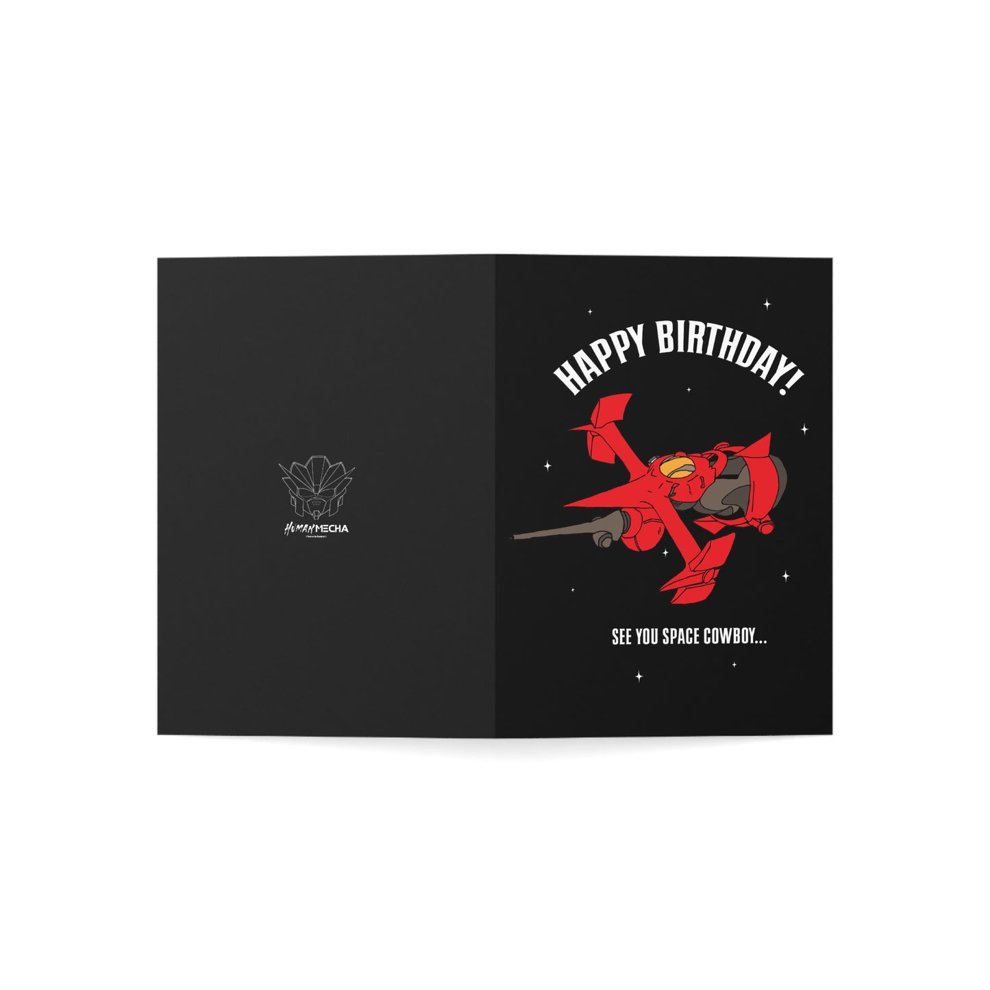Cowboy Bebop Birthday Card – Spike Spiegel Swordfish II Design – “See You Space Cowboy” Anime Greeting Card