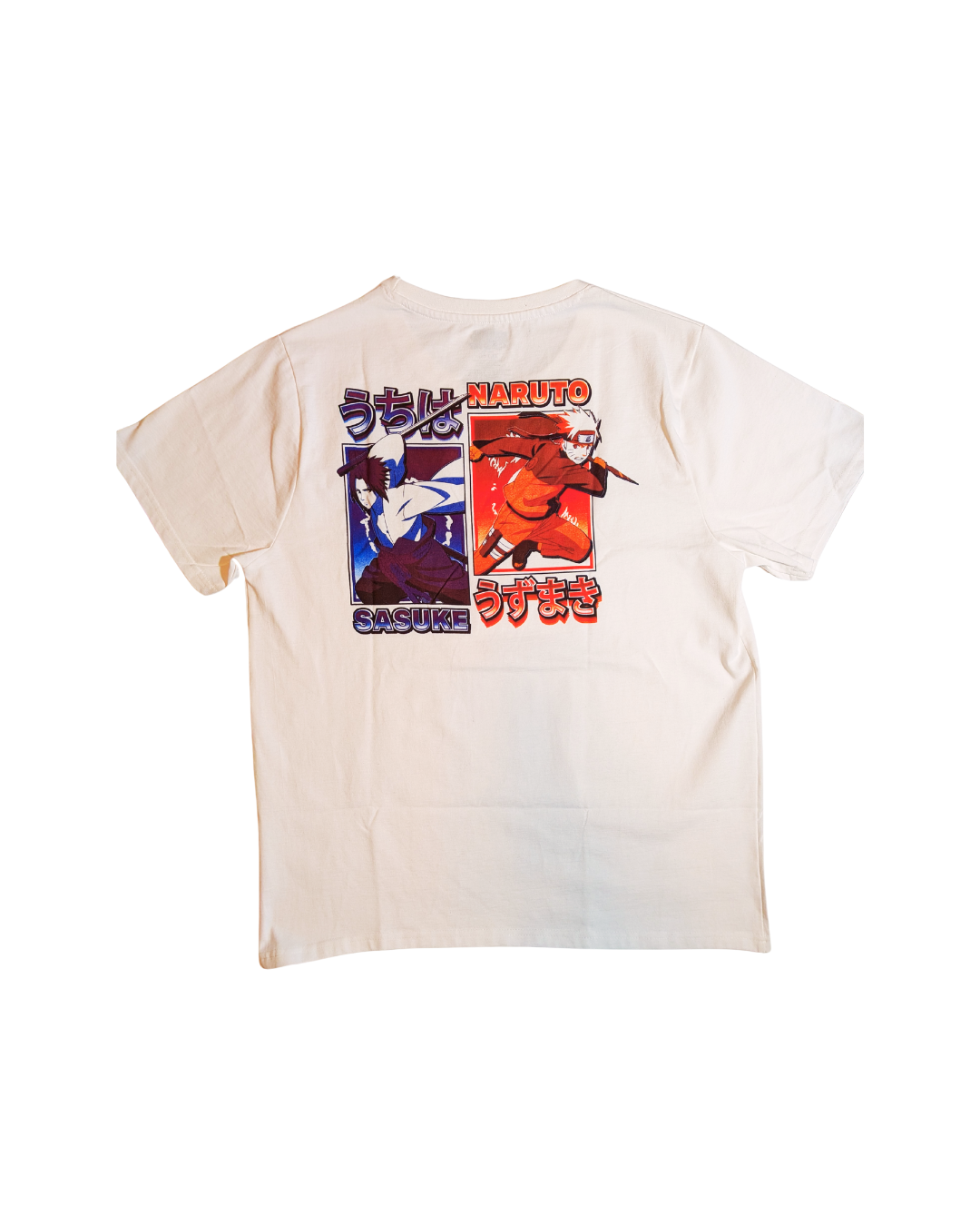 Naruto x Sasuke White Graphic T-Shirt | Official Anime Streetwear Tee