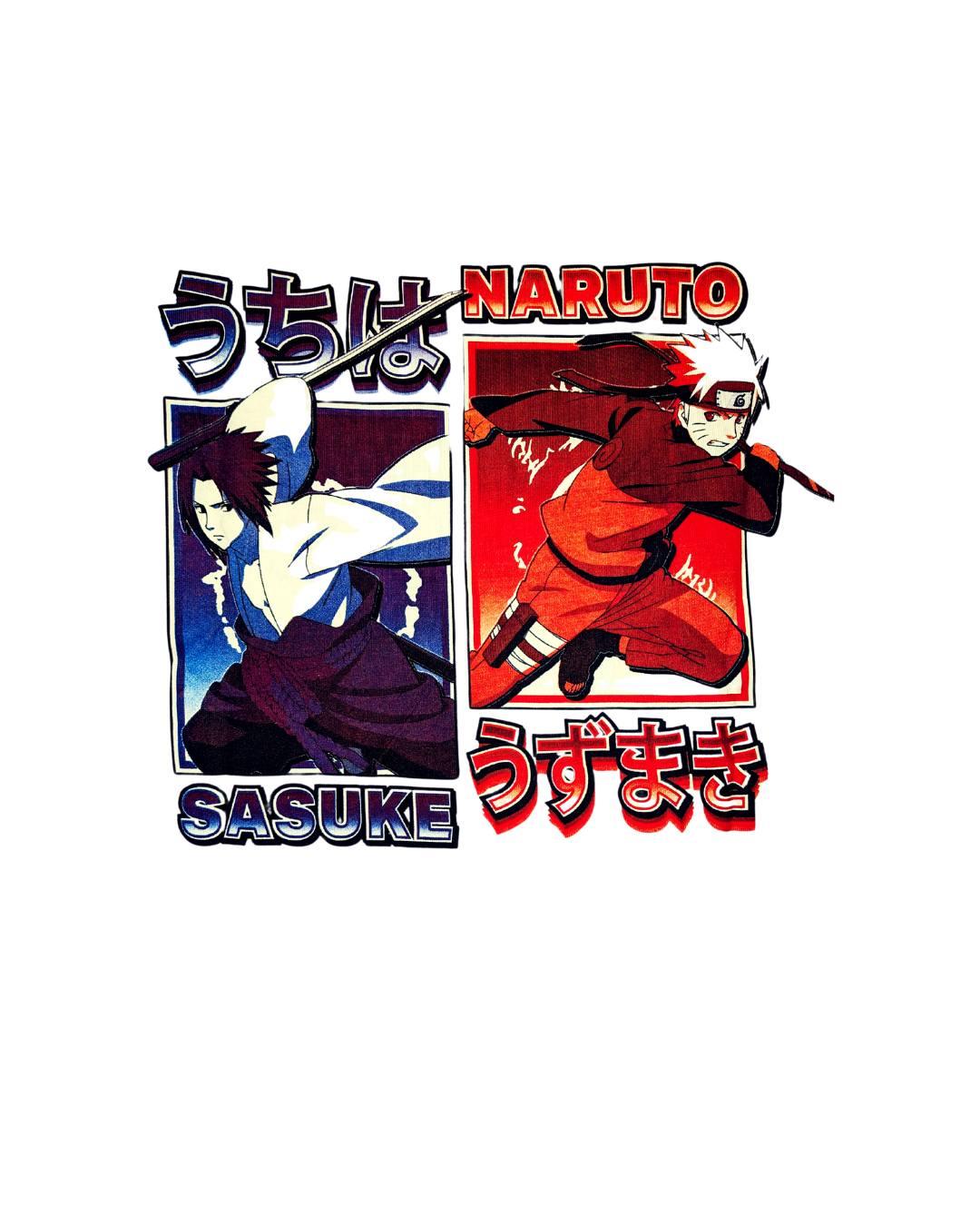 Naruto x Sasuke White Graphic T-Shirt | Official Anime Streetwear Tee