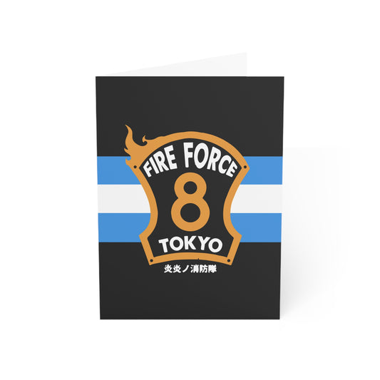Fire Force District 8 Birthday Card – Anime Greeting Card for Fire Force Fans – Otaku Gift Stationery – Shinra Kusakabe Inspired