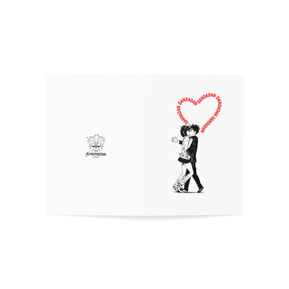 Dandadan Valentine’s Day Card – Okarun & Momo First Kiss Anime Greeting Card – Romantic Manga Gift