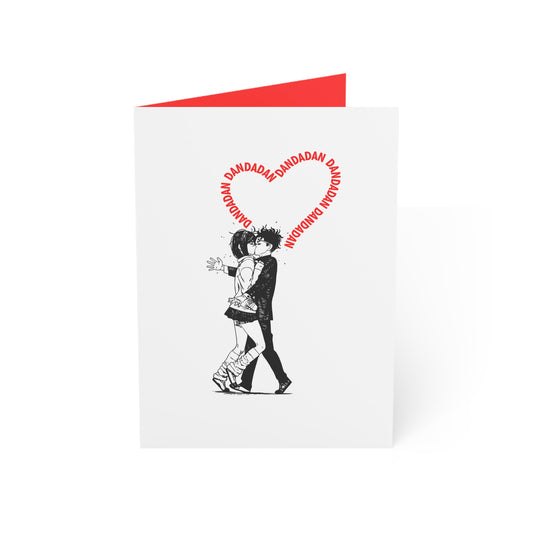 Dandadan Valentine’s Day Card – Okarun & Momo First Kiss Anime Greeting Card – Romantic Manga Gift
